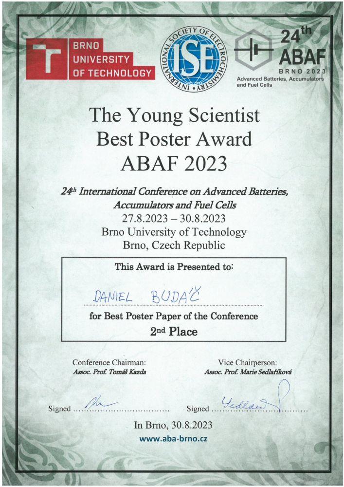 Cena za nejlepší poster na konferenci ABAF 2023