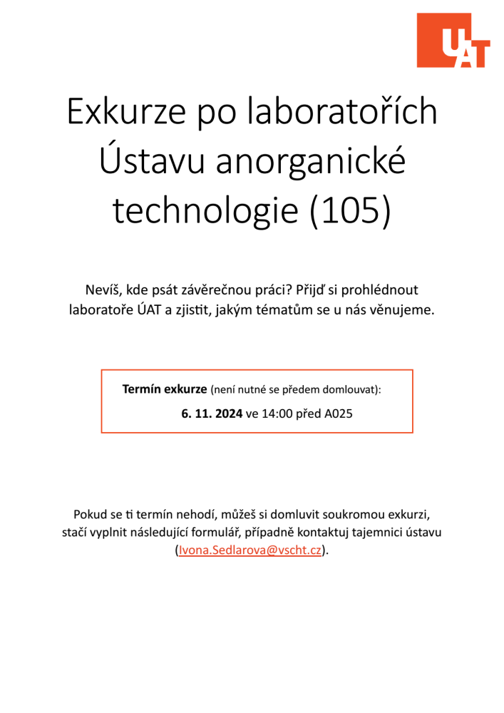 Exkurze po laboratořích Ústavu anorganické technologie