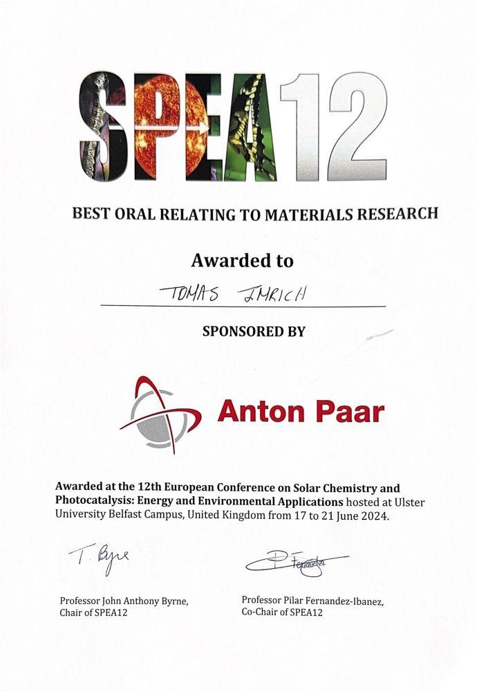 Best oral relating to material research at SPEA12